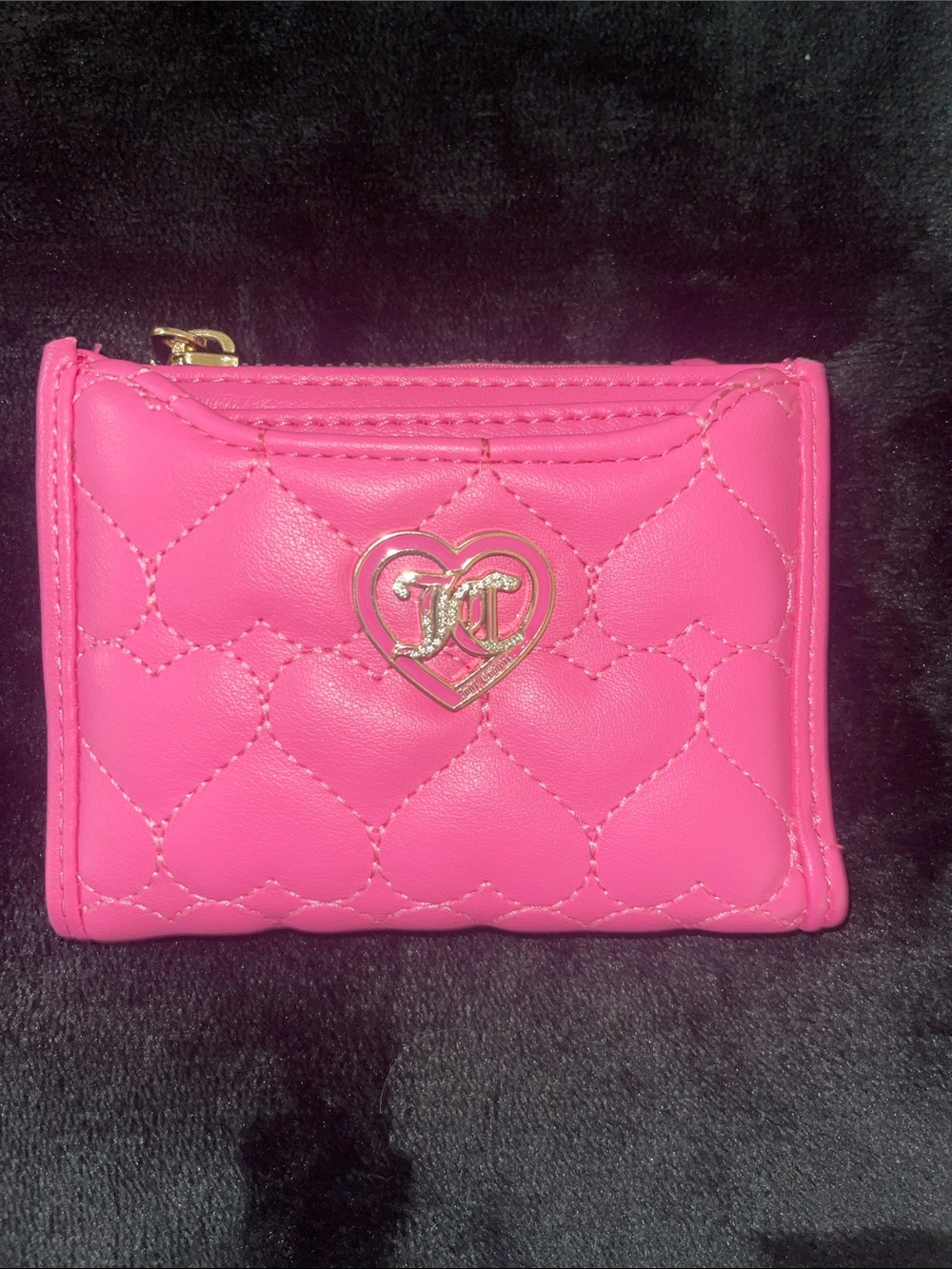 Juicy Couture Pink Quilted Heart Accent Wallet